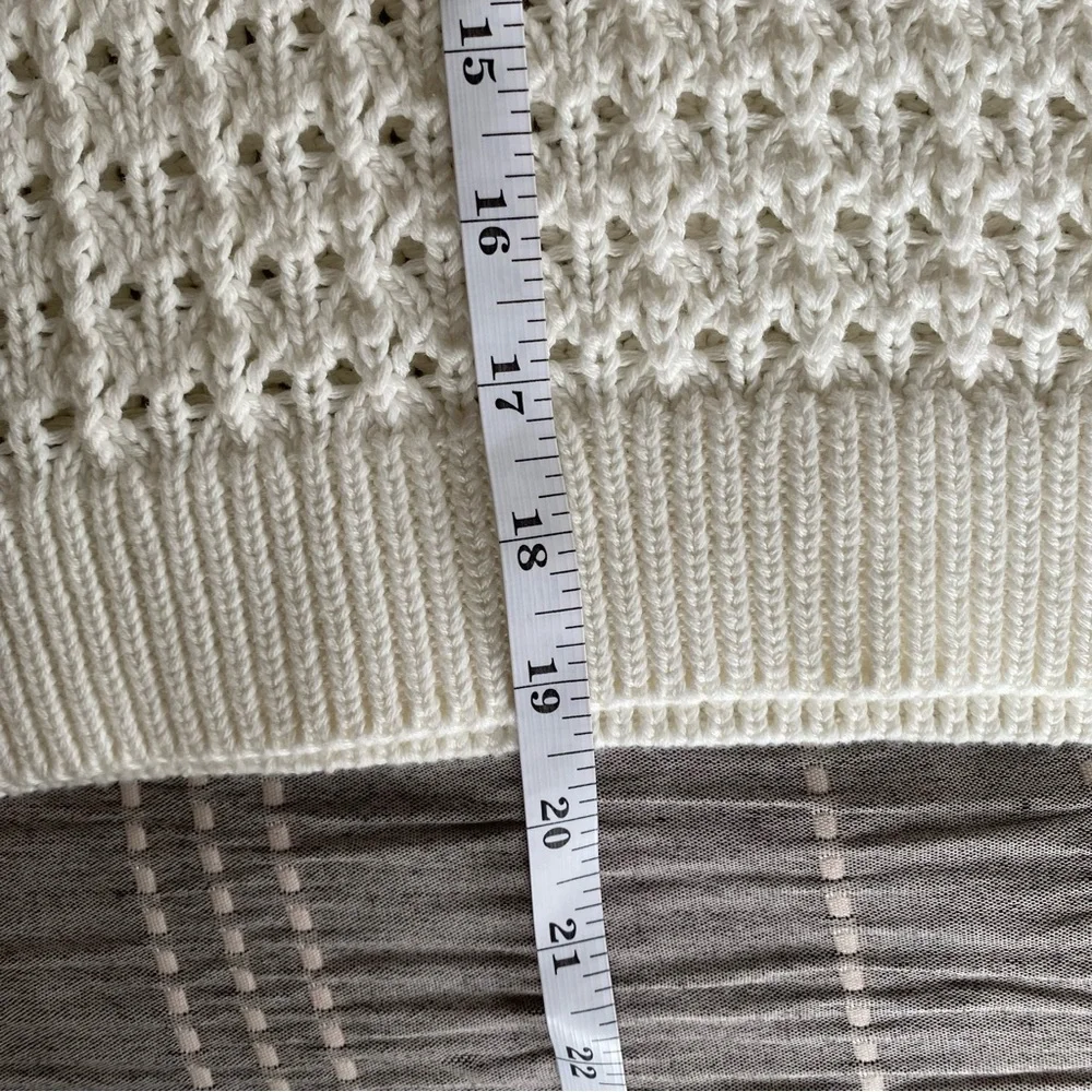 Gap Cream White Cotton Crew Neck Sweater Spring Small Boxy Oversized Coastal - Picture 5 of 7